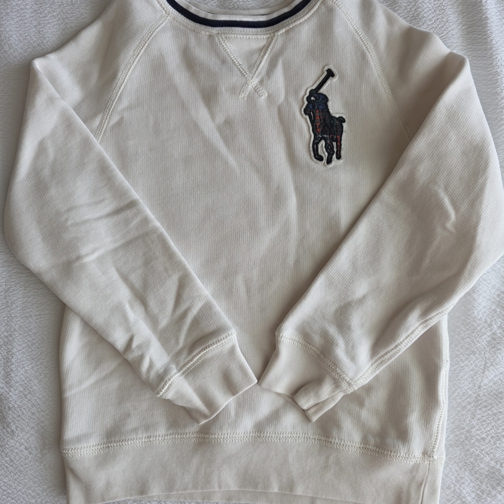 Ralph Lauren Cream Crewneck Sweater with Logo